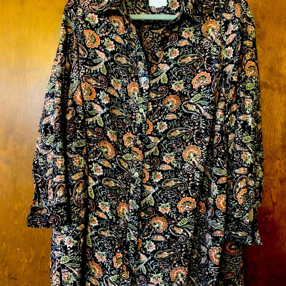 J Jill Pink Paisley Button up Shirt size 1x